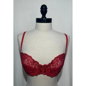 VICTORIA'S SECRET Red Lace Underwire Bra Womens 34C